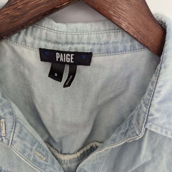Women's Paige Light Denim Layda Shirt Small Light Wash Button Down Top $188 - Picture 6 of 7